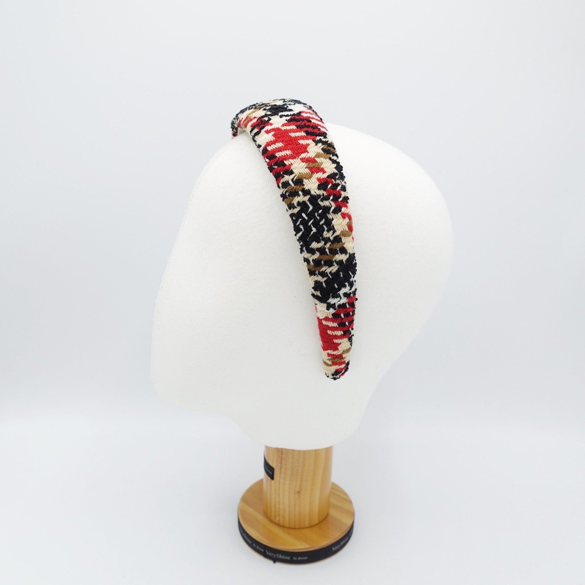 veryshine.com check houndstooth tweed headband padded hairband Fall Winter stylish casual hair accessory for women