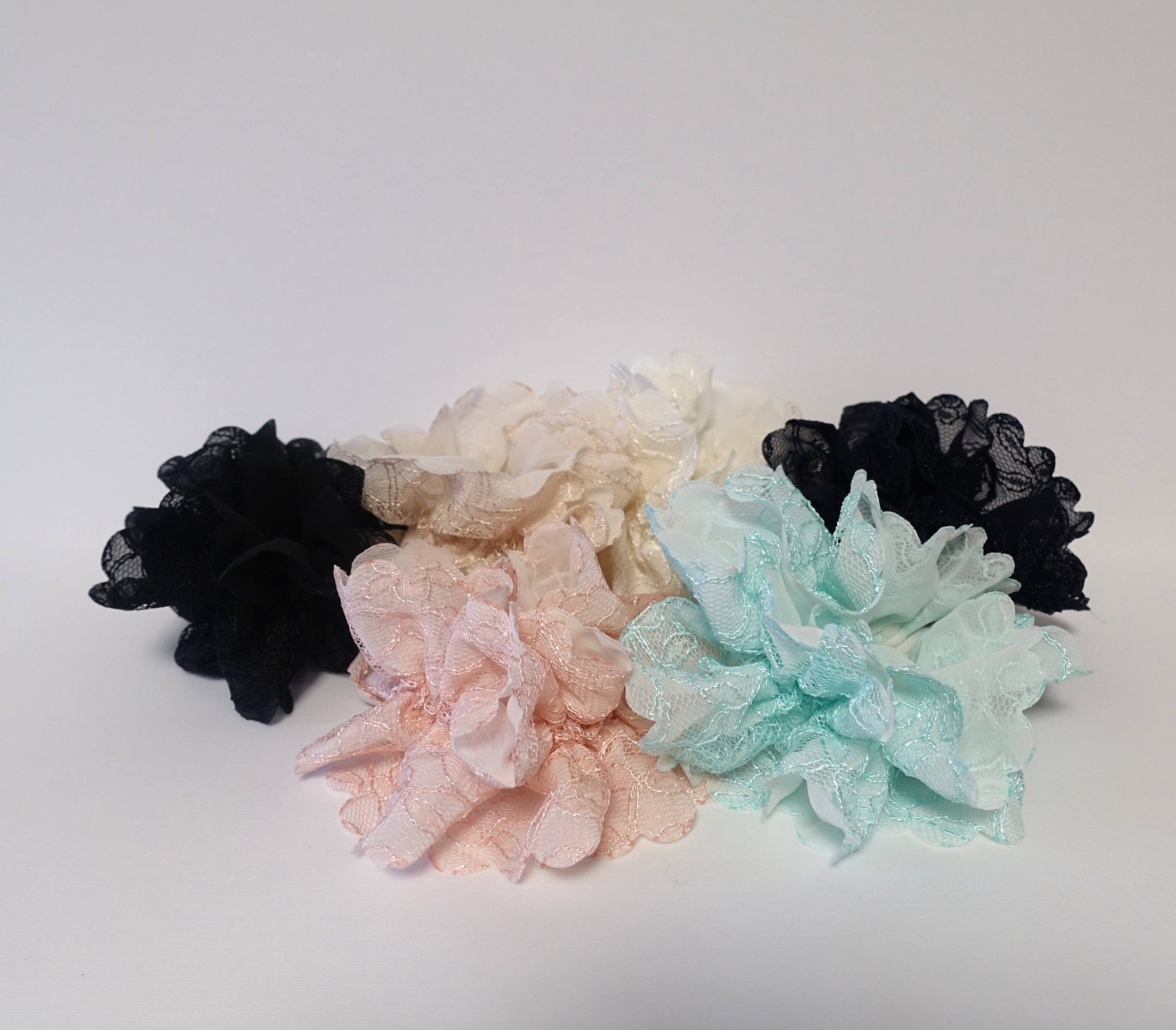 veryshine.com Chiffon Floral scrunchy Lace Combined Women scrunchie Hair Elastics petal Scrunchies