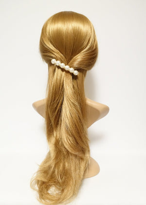 veryshine.com claw/banana/barrette 2.75 inches Pearl beaded french hair barrette women hair accessory