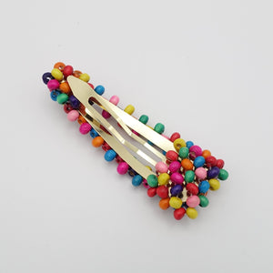 veryshine.com claw/banana/barrette beaded snap clip rainbow crystal wood embellished hair clip woman hair accessory