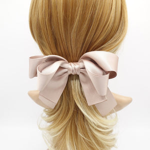 veryshine.com claw/banana/barrette Beige double layered satin hair bow basic style hair accessory for women