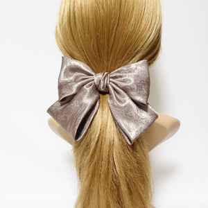 veryshine.com claw/banana/barrette Beige paisley pattern satin hair bow barrette glossy women hair bow accessories