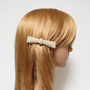 veryshine.com claw/banana/barrette Big bow pearl decorated hair bow tiny pearl ball beaded bow french hair barrette