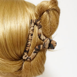 veryshine.com claw/banana/barrette Big print brown leopard print pattern wrapped hair claw clip women updo hair accessory