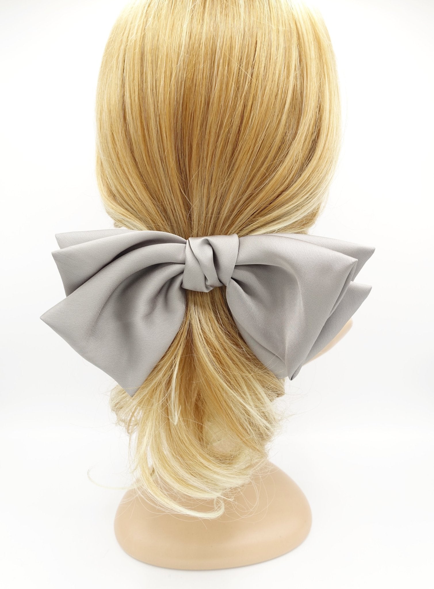 veryshine.com claw/banana/barrette big triple wing hair bow satin double layered bow stylish women hair accessory