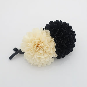 veryshine.com claw/banana/barrette Black- Cream Handmade Two Chrysanthemum Flower Decorated Twist Hair Clip