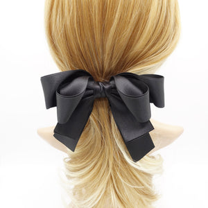 veryshine.com claw/banana/barrette Black double layered satin hair bow basic style hair accessory for women