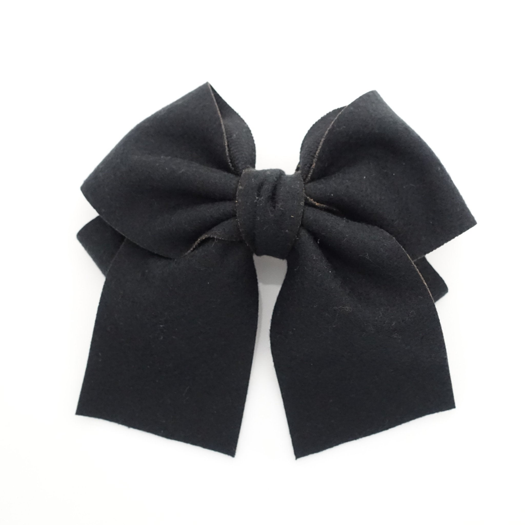 veryshine.com claw/banana/barrette Black woolen layered bow V style tail hair bow french barrette for women