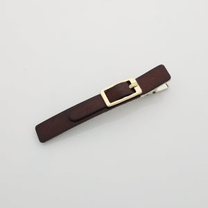veryshine.com claw/banana/barrette Brown cow leather hair clip buckle decorated 2 prong hair clip for women