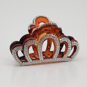 veryshine.com claw/banana/barrette Brown Dazzling Crown Luxury Cubic Decorative Hair Claw Clamp Gift Rhinestone-Series-16