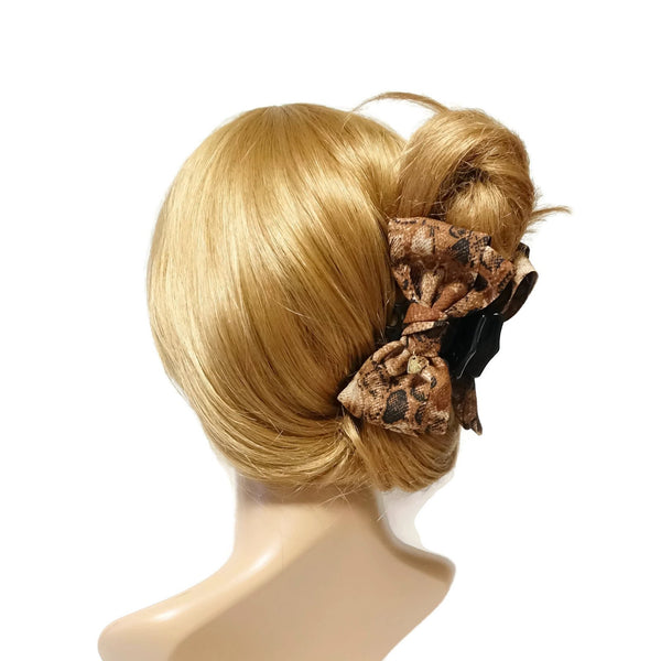 veryshine-com-claw-banana-barrette-brown-handmade-bow-python-print ...