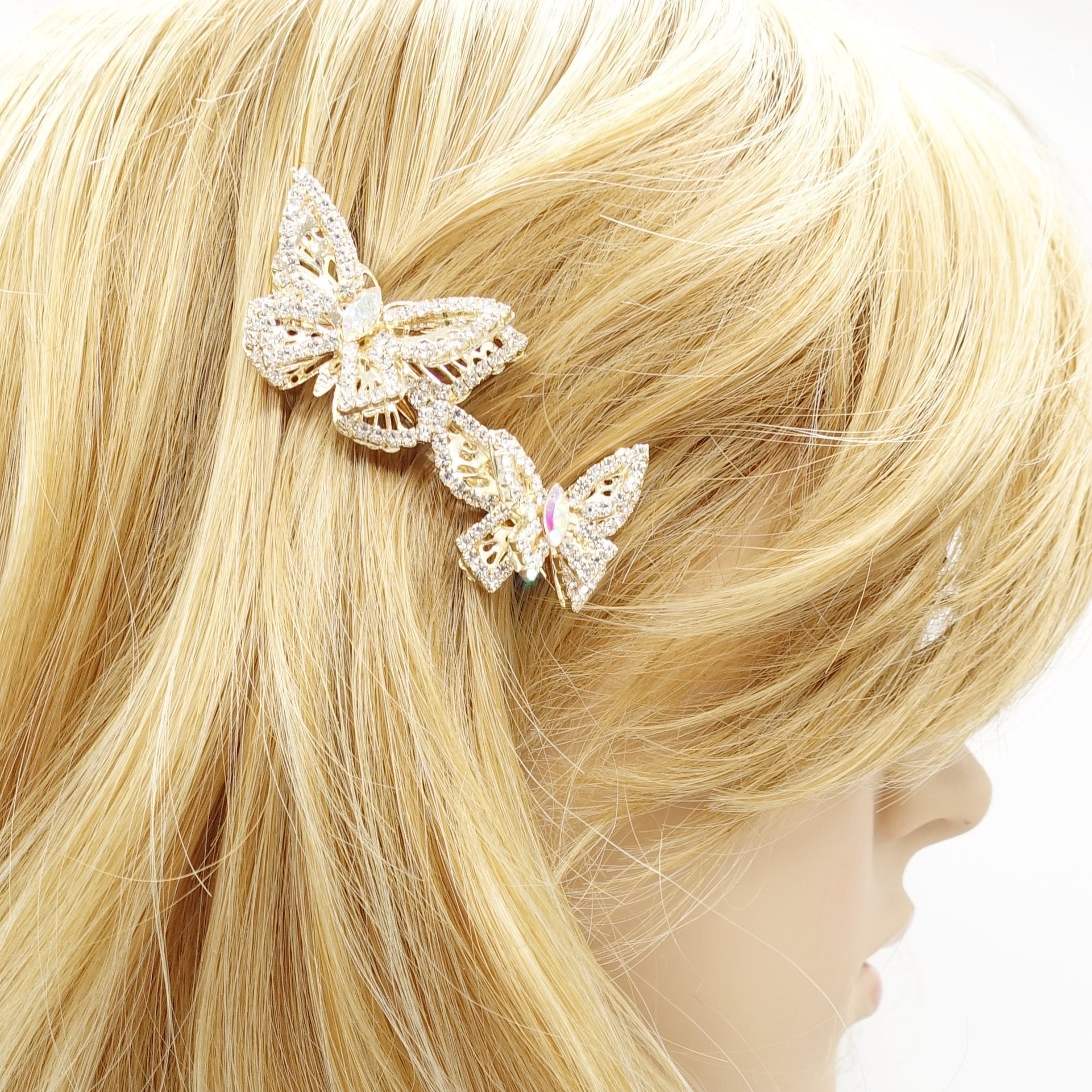 veryshine.com claw/banana/barrette butterfly hair barrette cubic zirconia embellished small hair barrette women hair accessory