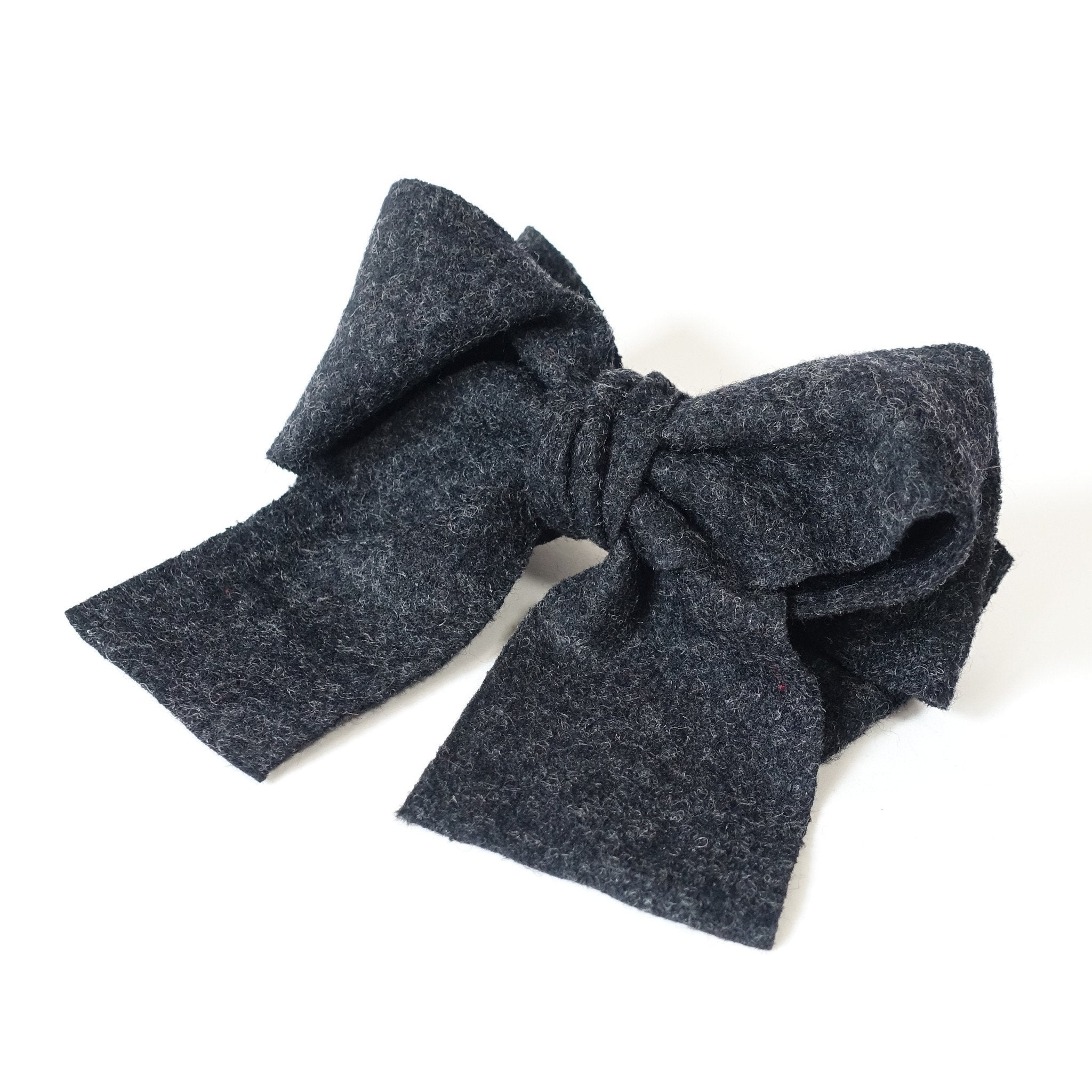 veryshine.com claw/banana/barrette Charcoal Handmade Multi Layer Woolen Tailed Winter Bow French Hair Barrettes