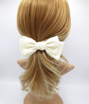 veryshine.com claw/banana/barrette Cream white basic satin hair bow regular size layered bow hair accessory for women