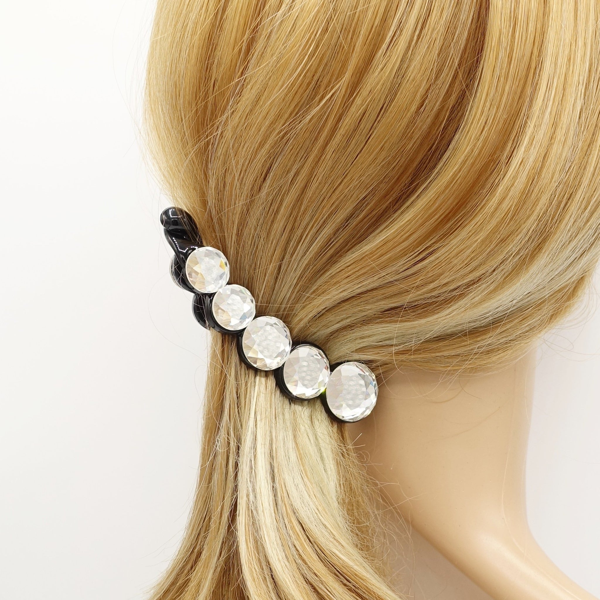 Glass Crystal Super Dazzling 5 Stones Gift Banana Hair Clip Accessories.