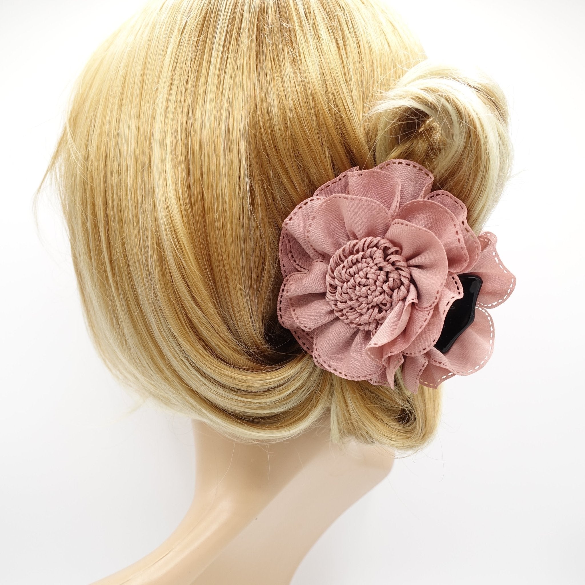 veryshine.com claw/banana/barrette flower hair claw double layered petal pistil flower hair clamp women hair accessory