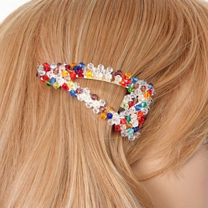 veryshine.com claw/banana/barrette Glass beaded snap clip rainbow crystal wood embellished hair clip woman hair accessory