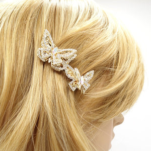 veryshine.com claw/banana/barrette Gold butterfly hair barrette cubic zirconia embellished small hair barrette women hair accessory