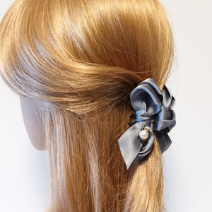 veryshine.com claw/banana/barrette Gray Handmade Satin Bow Mini Hair jaw Claw Clip Women Hair Accessories Small Hair Claw