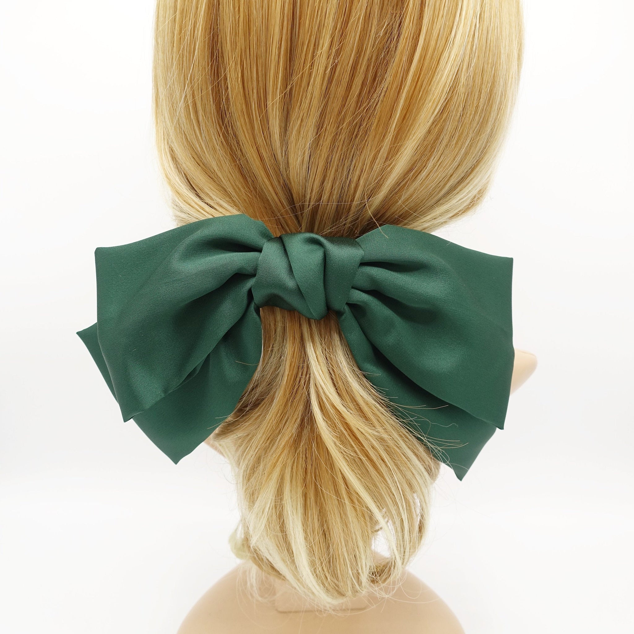veryshine.com claw/banana/barrette Green giant satin hair bow droopy stylish women hair accessory