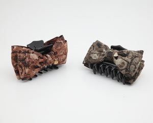 veryshine.com claw/banana/barrette Handmade bow python print fabric ...