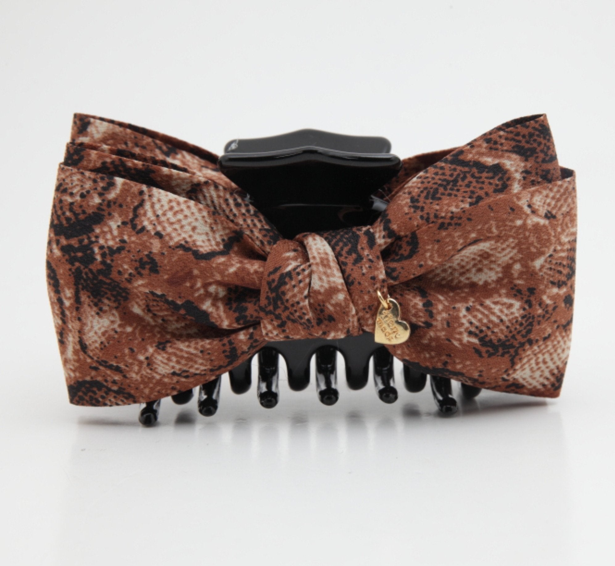veryshine.com claw/banana/barrette Handmade bow python print fabric ...
