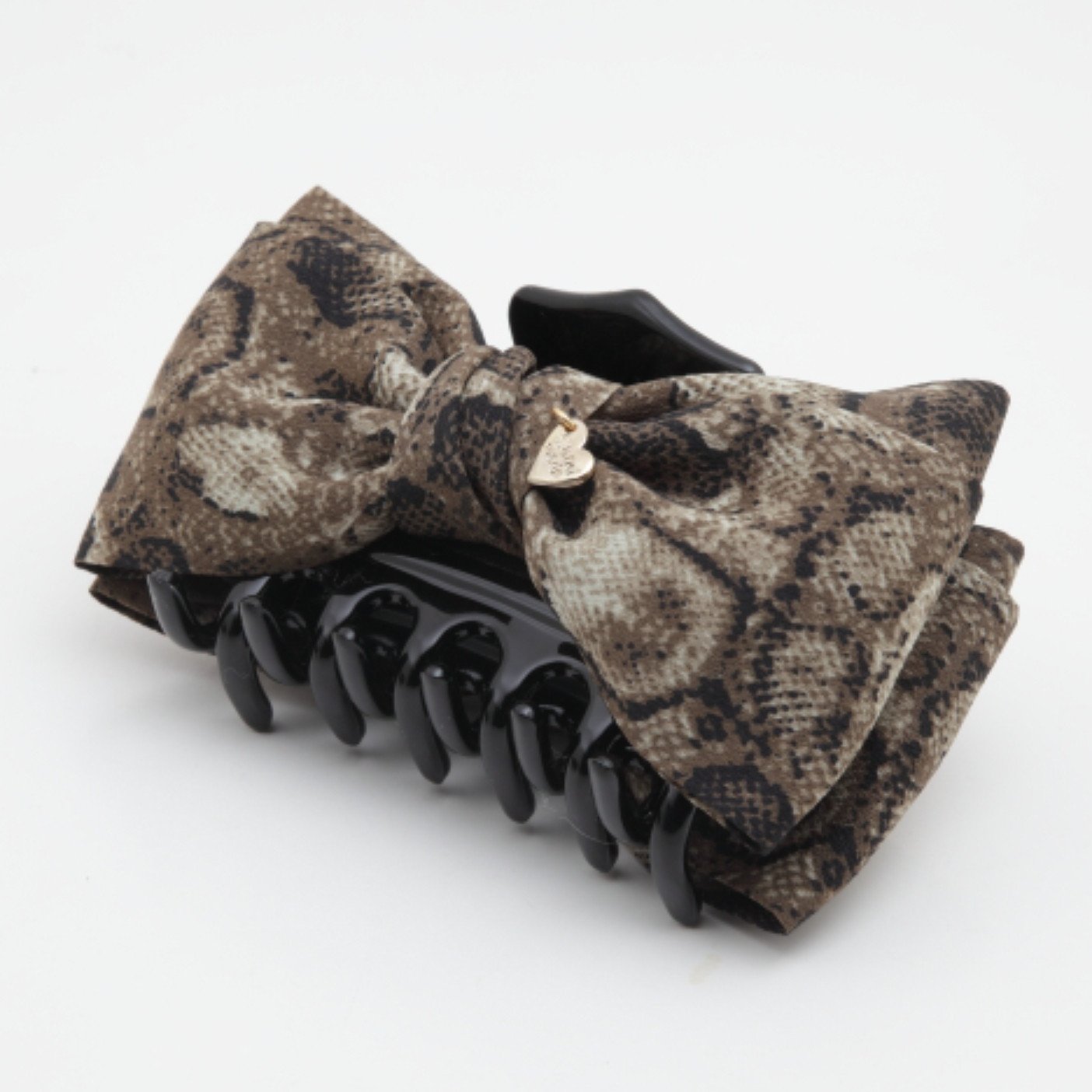 veryshine.com claw/banana/barrette Handmade bow python print fabric ...