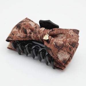 veryshine.com claw/banana/barrette Handmade bow python print fabric ...