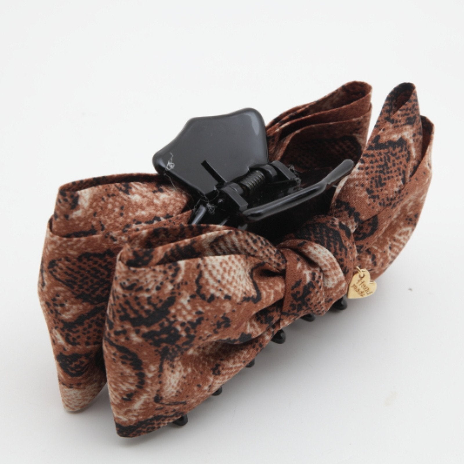 veryshine.com claw/banana/barrette Handmade bow python print fabric ...