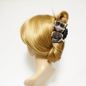 veryshine.com claw/banana/barrette Handmade Glossy Satin Flat Twin Bow Hair Jaw Claw Clip for fine hair