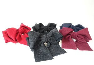 veryshine.com claw/banana/barrette Handmade Multi Layer Woolen Tailed Winter Bow French Hair Barrettes