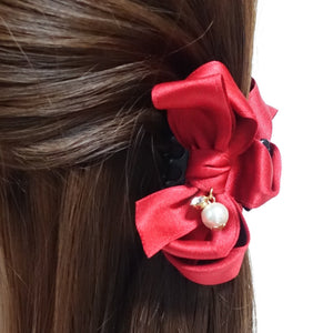 veryshine.com claw/banana/barrette Handmade Satin Bow Mini Hair jaw Claw Clip Women Hair Accessories Small Hair Claw