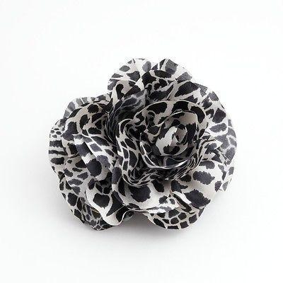 Handmade Tiger Rose Fabric Twin Flower  Hair Jaw Claw Clip Accessories.
