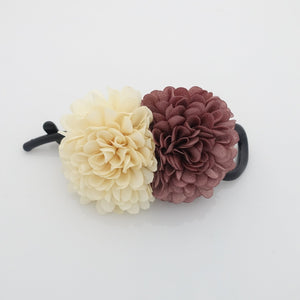 veryshine.com claw/banana/barrette Indi pink-Cream Handmade Two Chrysanthemum Flower Decorated Twist Hair Clip