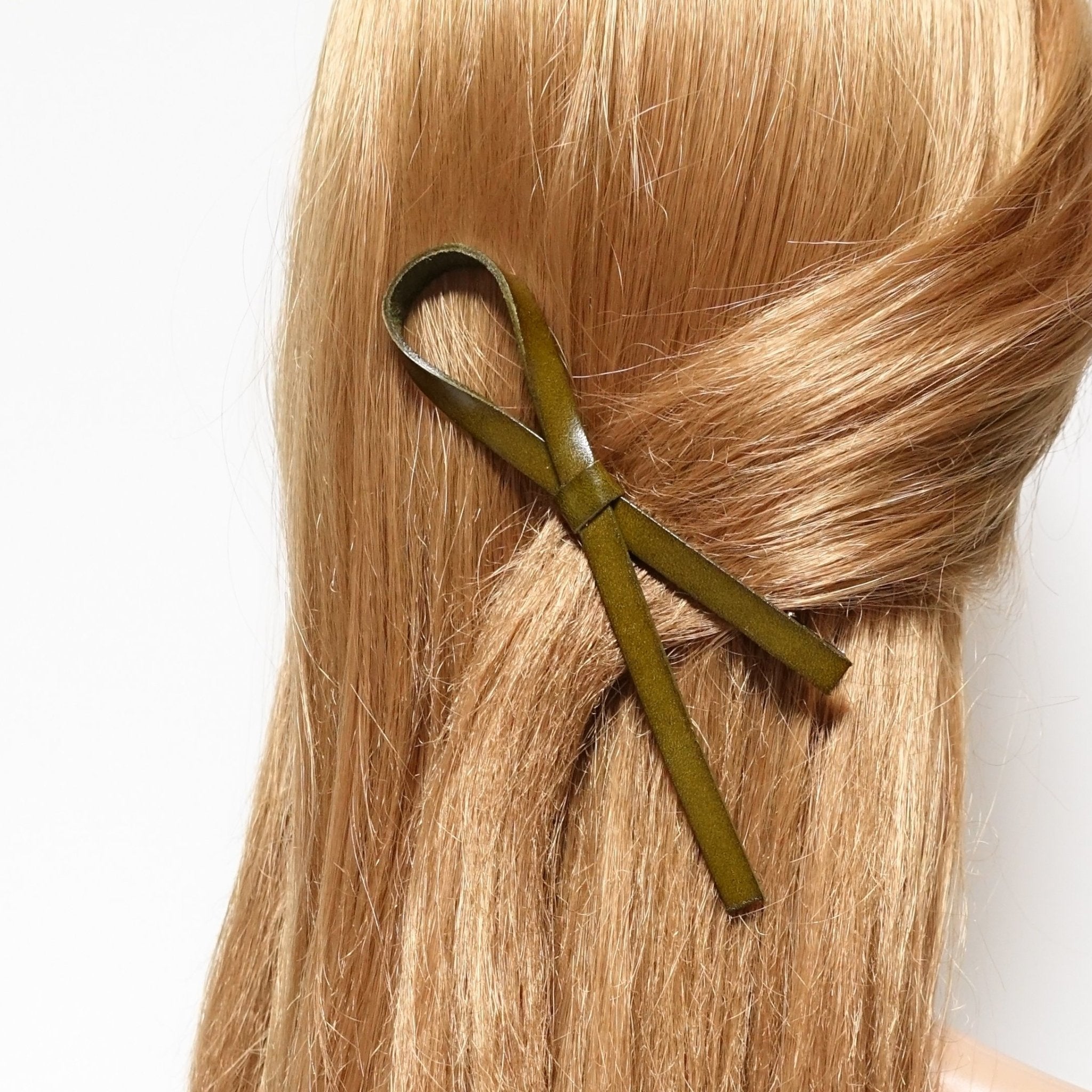 veryshine.com claw/banana/barrette Khaki simple leather ribbon hair clip stylish women hair accessory
