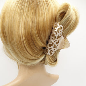 veryshine.com claw/banana/barrette Large beige cellulose acetate hair claw open work pattern rhinestone embellished hair clamp for women