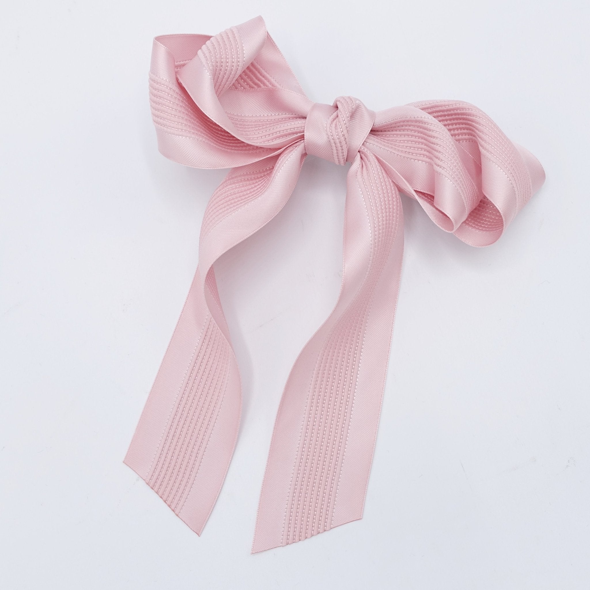 veryshine.com claw/banana/barrette long tail layered hair bow corrugated stripe bow french hair barrette