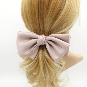 veryshine.com claw/banana/barrette mauve pink satin hair bow triple wing women hair accessory french barrette