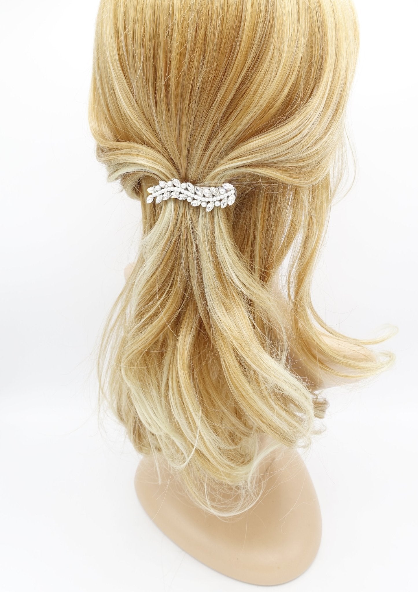 veryshine.com claw/banana/barrette mini pearl rhinestone hair barrette wave flower branch woman hair accessory