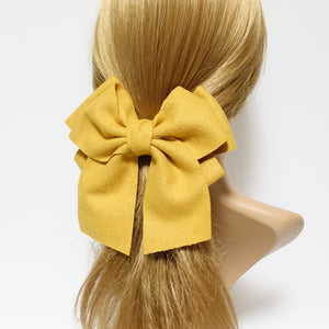 veryshine.com claw/banana/barrette Mustard woolen layered bow V style tail hair bow french barrette for women