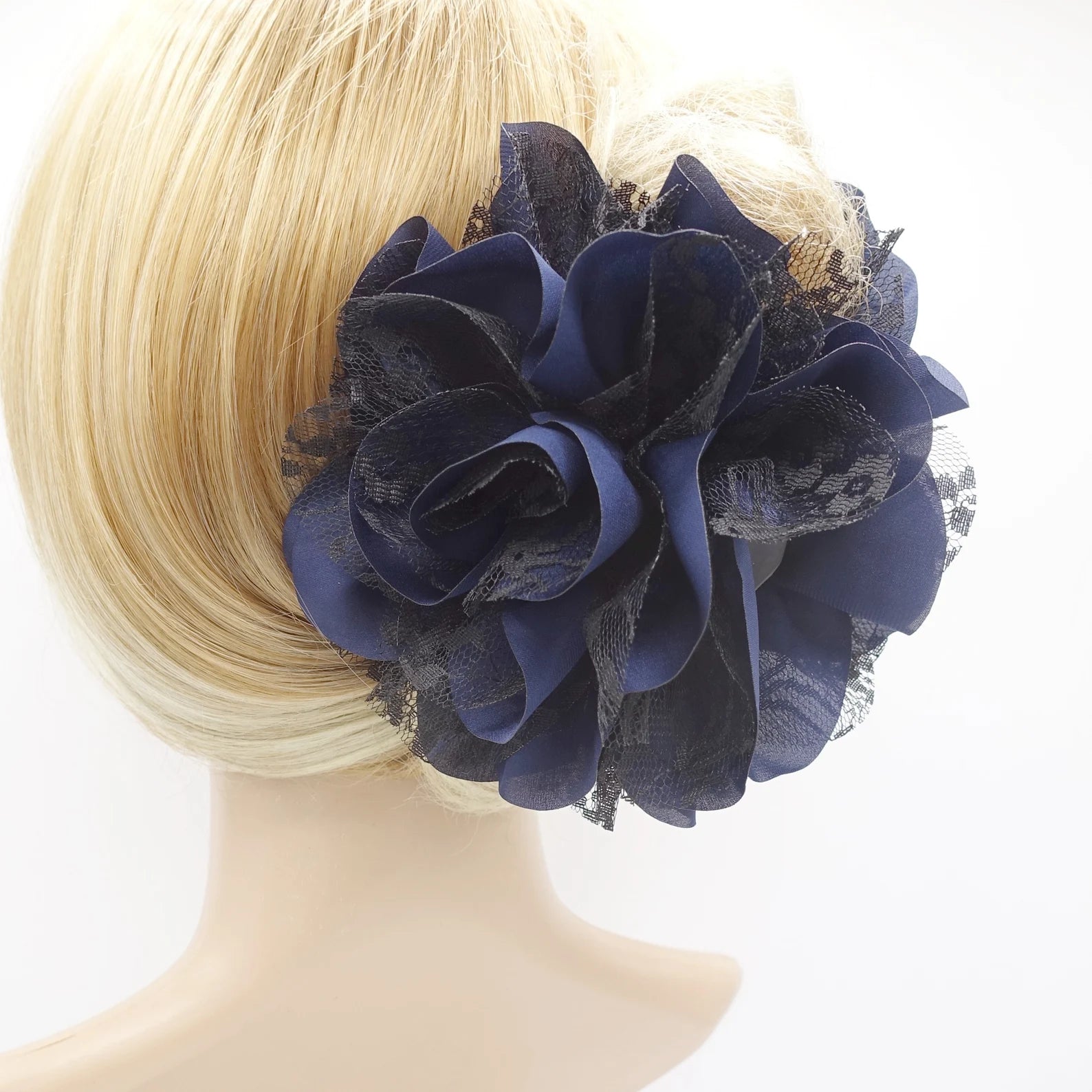 veryshine.com claw/banana/barrette Navy Big lace layered petal flower hair jaw claw sexy dream flower hair claw clip for women