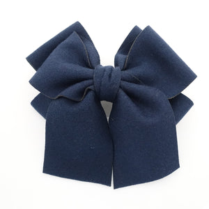 veryshine.com claw/banana/barrette Navy woolen layered bow V style tail hair bow french barrette for women