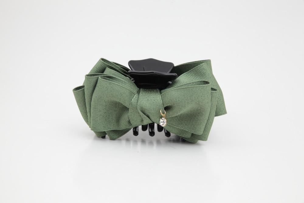 veryshine.com claw/banana/barrette Olive green Handmade Multi Layer Hair Bow Jaw Claw Clamp