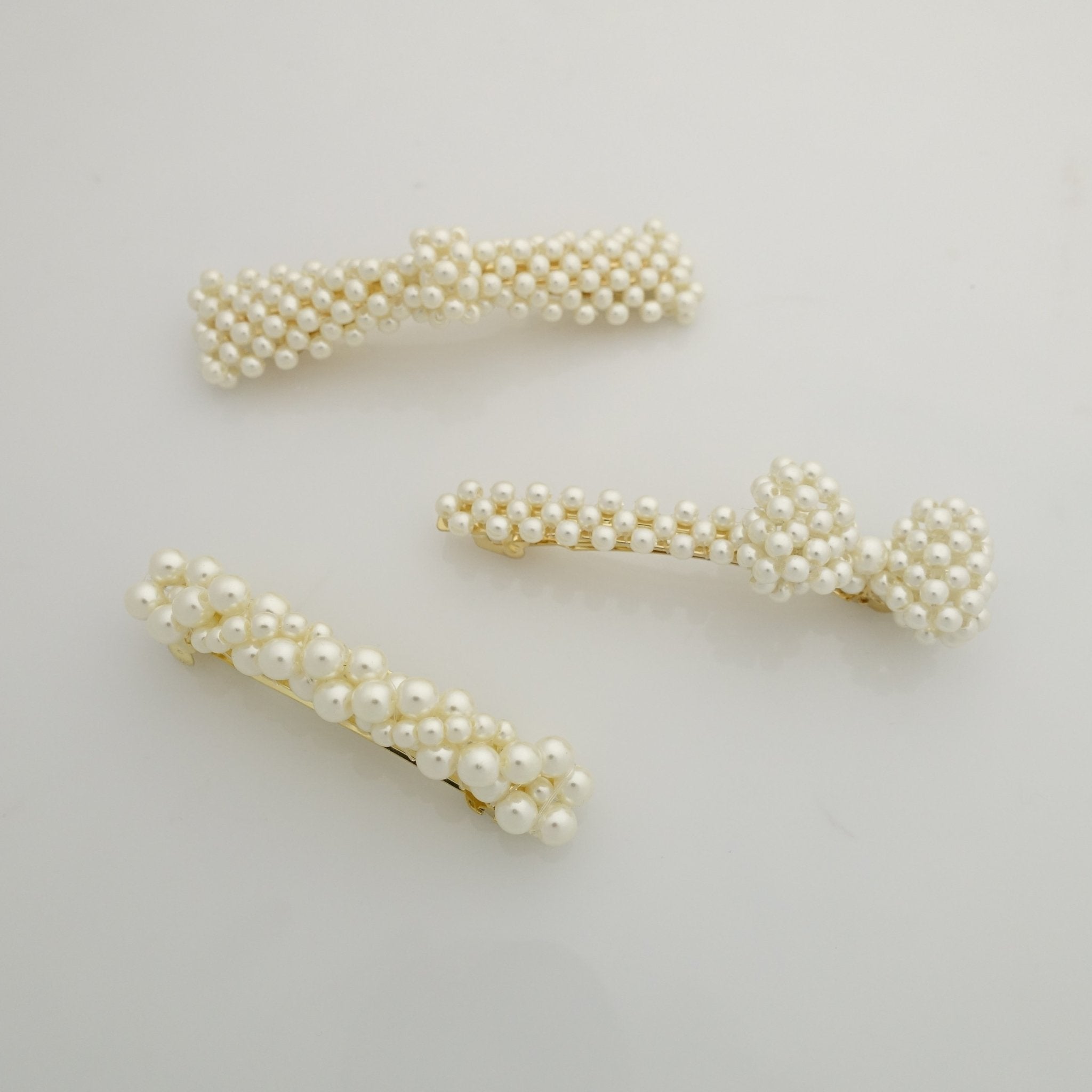 veryshine.com claw/banana/barrette pearl decorated hair bow tiny pearl ball beaded bow french hair barrette