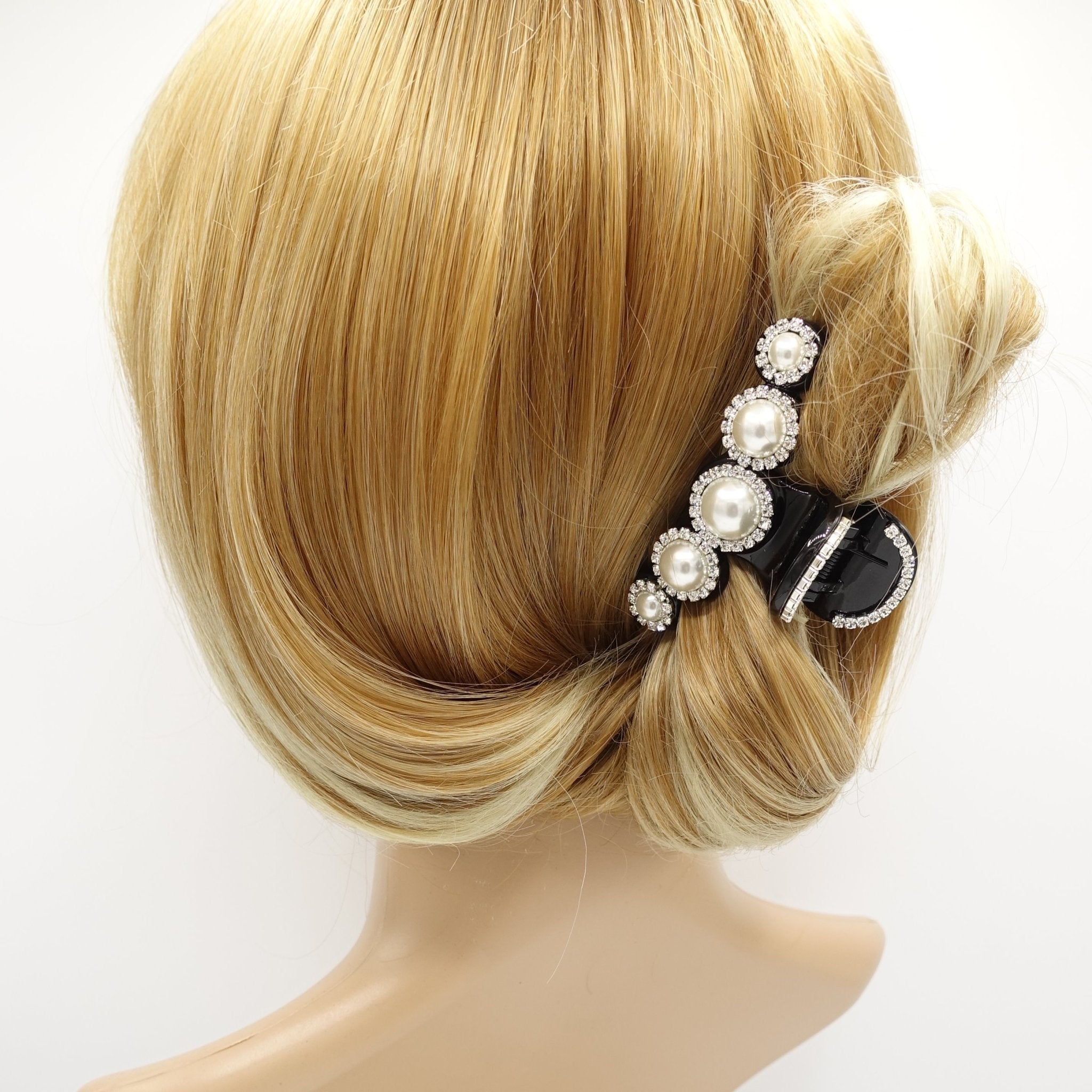 veryshine.com claw/banana/barrette pearl rhinestone embellished medium hair claw flower decorated hair clamp