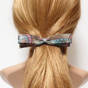 veryshine.com claw/banana/barrette Pink narrow satin hair bow paisley print bow french barrette women hair accessory