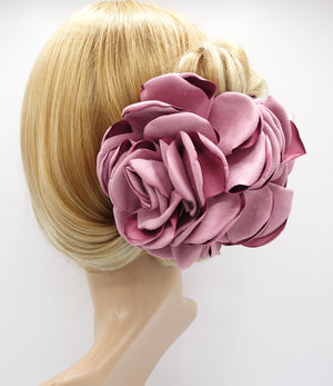 veryshine.com claw/banana/barrette Pink suede fabric very big flower stiff petal hair claw clip women hair clamp