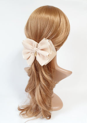 veryshine.com claw/banana/barrette Pleat Layer Hair Bow French Hair Barrette Women Hair Accessories Big Bow hair Barrette