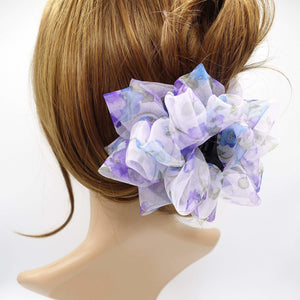 Purple organza loop petal hair claw floral print hair clamp updo hair accessory for women