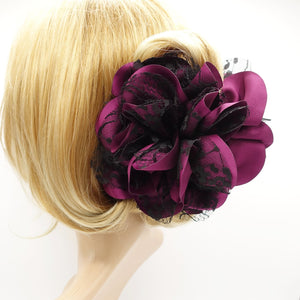 veryshine.com claw/banana/barrette Purple pink Big lace layered petal flower hair jaw claw sexy dream flower hair claw clip for women